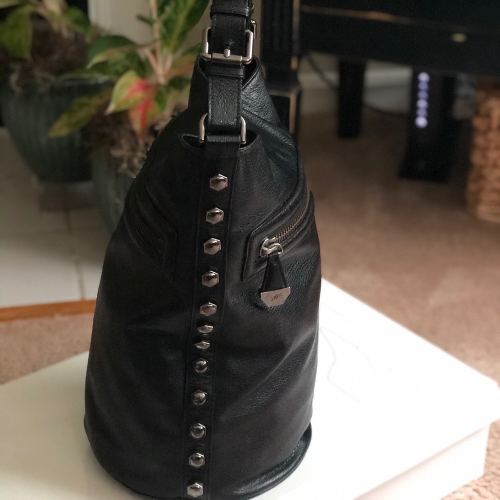 Black Leather Kenneth Cole Studded Purse